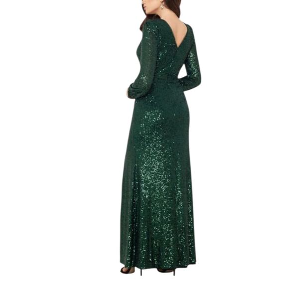 $250 NWT Xscape Formal Evening Gown Size 4 Green Sequin Wedding Party Dress - Picture 2 of 12